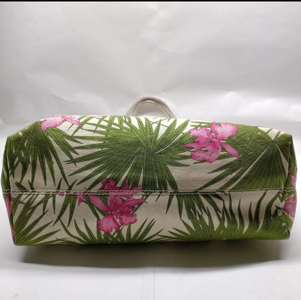 🌺Sale Celine Cabas rare Hibiscus Beach tote in canvas w orchid palm 🌴 leaves - Picture 5 of 11